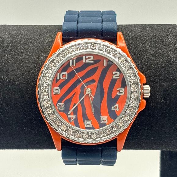 Silver & Orange Tiger Stripe Men's Watch - Picture 2 of 5